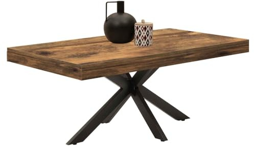 IDMarket - Mesa de centro rectangular Alix de 110 cm con pie de araña, madera oscura, color negro envejecido