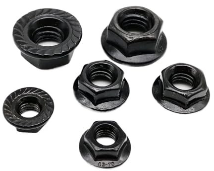 2/10 stück M3 M4 M5 M6 M8 M10 M12 Schwarz A2-70 304 Edelstahl Sechskantkopf gezackte Spinlock Flanschmutter Kontermutter(M8 5pcs)