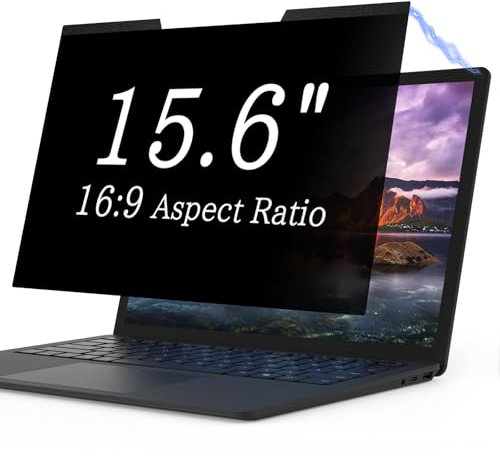Magnetic Laptop Privacy Screen 15.6 Inch for 16:9 Computer Monitor, Removable 15.6” Anti Glare Protector Blue Light Filter Shield Compatible with HP Dell Xps Acer Asus Samsung Lenovo ThinkPad Envy