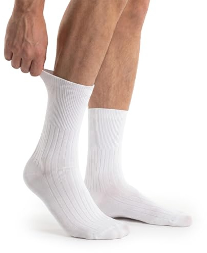alber's SANITARIO – 5 Paia Calze Comfort Uomo, Cotone Bianco, 42-45