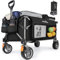 GXCROR Folding Trolley Cart - 140L Heavy Duty Collapsible Wagon with Removable 14.5cm Wide Wheels for Camping, Beach, Gardening, 130kg Capacity