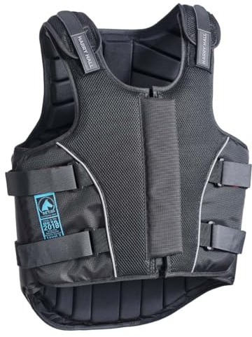 Harry Hall Legend Unisex Body Protector - Lightweight, Shock-Absorbing Foam & Rip Stop Fabric - Air Mesh Outer with Reflective Piping - Adjustable Straps, Full Zip Front - S - Black
