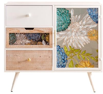 Bauernhaus Buffetschrank Buffetschrank mit Stauraum, Vintage-Spind, bemalt, multifunktionaler Konsolentisch, Credenza-Akzentschrank for Eingangsbereich, Wohnzimmer, Esszimmer Sideboardschrank