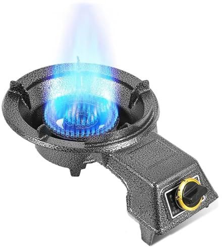 THEGA Fornello A Gas 7 KW, Stufa A Gas A Porta Singola, Padella Anello di Fuoco A Gas A Gas Portatile Stufa da Campeggio, Cottura Cucina Cucina con Protezione da Fiamma(LPG)