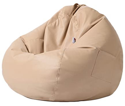 LazySof Copertura per Poltrona a Sacco (Senza Imbottitura) Pouf per Interni ed per Divano Pigro Fodera per Sedia a Sacco, ideale per Interni e Soggiorno,Beige,80 * 90cm