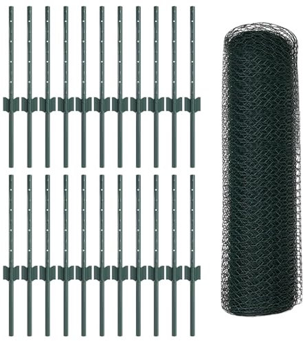 vidaXL Recinzione con Pali. Verde 0.4 x 50 m Acciaio, Giardino e Terrazza, Recinzione Esterno Resistente, Barriera Personalizzabile, Pannelli Anti-Intemperie