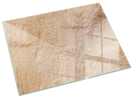 Kamin Bodenplatte Glas 120x80 cm Design Nachhaltig Herdboden Rechteckig Schutz vor Glut Sicherungsblech Polierte Kanten Nachhaltig Bodenbelag Wohnzimmer Spritzwasserschutz - Natursteinstruktur