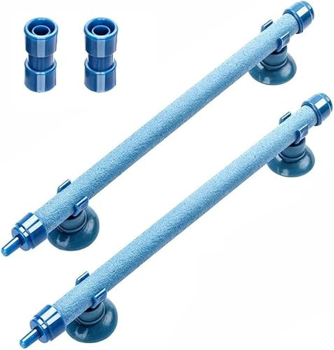 Zodazoqa 2 PCs 10 Inch Aquarium Bubble Wall Air Stone Bar, Air Stone Bar Tubes with Suction Cups, Spray Aeration for Fish Tank Hydroponics Pump，Blue