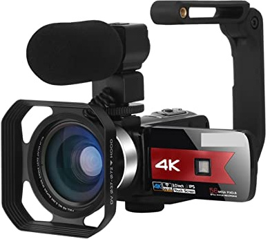 NGBFF Digital Camera, Camcorder de cámara de Video 4K 5 6MP WiFi Night Vision Beauty Light Scree Touch Digital Vlogging Cámara(Standard,K1 Red)