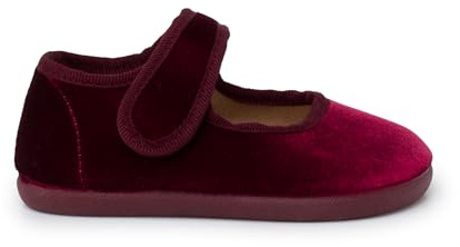 Pisamonas Mary Janes Barfotaskor Sammet Med Klisterrem Size 23 Color Bordeaux