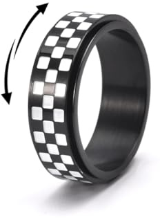 Gkaopi Edelstahl Spinner Ringe Stressabbau und Anti-Angst-Ringe Fidget Band Ring für Damen Herren Polierte Schwere Zappelringe für Stress Schmuck Geschenk (Schwarz, 9)