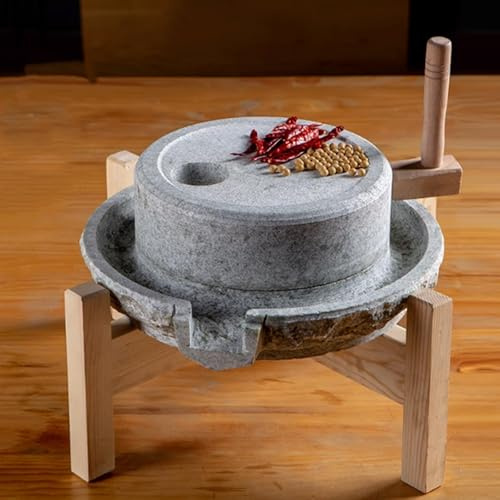 Stone Grain Mill Manual Tea Powder Grinding Stone Mill for Kitchen, Easy Cleaning,for Grinding Wheat, Rice, Pulses(20cm/7.9in)