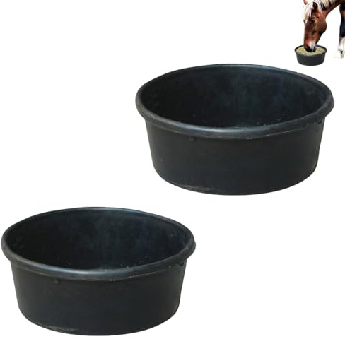 usefulbeauty 2 Stücke Futtereimer Gummi Pferdes, Gummi Futtertrog Pferdes, Widerstandsfähiger Pferdefuttereimer, Pferdefutterspender, Geeignet Für Ziegen, Huhn, Katzen, Hunde