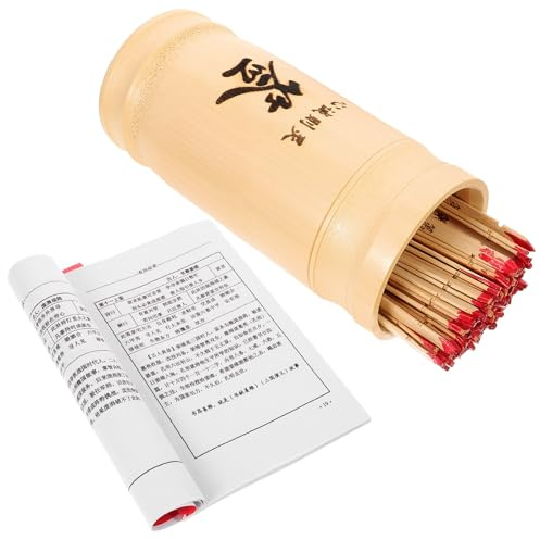 Toyvian Juego de Adivinación Budista con Palos de Bambú y Libro Kit Completo para Hogar y Templo Accesorio Vintage de Palos Fortuna Chinos Set 1 Unidad y Manual de Uso