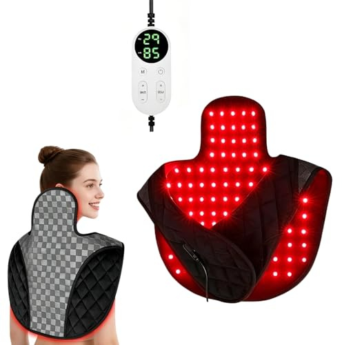 Thérapie par la Lumière Rouge, Appareil de Luminothérapie Rouge, Thérapie à Lumière Rouge Coussin Chauffant Infrarouge 660 nm et 850 nm pour Soulager la Douleur Cou épaules Dos Cervicales Nuque Corps