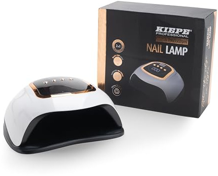 Kiepe 14199 professionell LED-nagellampa – 72 W, 42 lysdioder, bekvämt värmeläge, digital display och skyddshandskar för UV-/gel/byggargeler – två skyddshandskar ingår