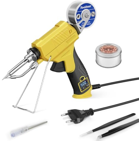 Kit Fer à Souder 60W — Alimentation Auto, 6-en-1, Écran Digital | Soudure à une main, gâchette auto·Buse alignée en usine·Chauffe en 15 sec·Température réglable, bricolage, électronique