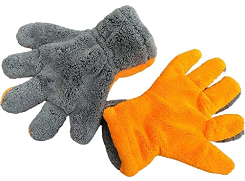EINVARIOUS Soft Double-sided Coral Fleece Car Wash Gloves 5-finger Multifunctional Cleaning For Washing Special