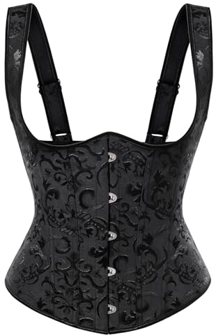 SCARLET DARKNESS Women Waist Trainer Corset Medieval Underbust Corset | Renaissance Bustier, Shaper Workout Corset, Adjustable Straps Underbust Vest, Waist Cinchers, Women Cincher Tummy Tank