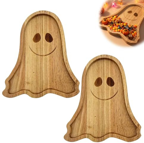 Spöke serveringsbricka trä rolig bräda 21 x 17,8 cm söt dekorativ ostbricka för fruktbröd sallad grönsaker mellanmål efterrätt för fest högtid halloween dekorationer heminredning