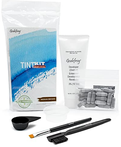 Godefroy Hair Color Tint Kit for 100% Gray Coverage, Medium Brown, 20 Applications, Long-Lasting Root Touch-Up for Men & Women, Pre-Measured Capsules, No Waste, DIY Salon-Quality Results at Home