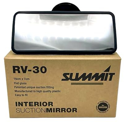 Summit RV-30 Large Flat Glass Mirror with Suction Pad, Black
