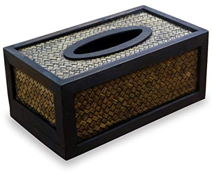 livasia Kosmetiktücherbox, Servietten Box, Feuchttücher Box (Handarbeit) (Holz und Rattan)