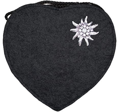 Herz Trachtentasche mit Edelweiß Schwarz