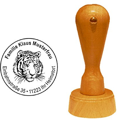 Stämpel motivstämpel ”TIGER KOPF ” med personlig adress