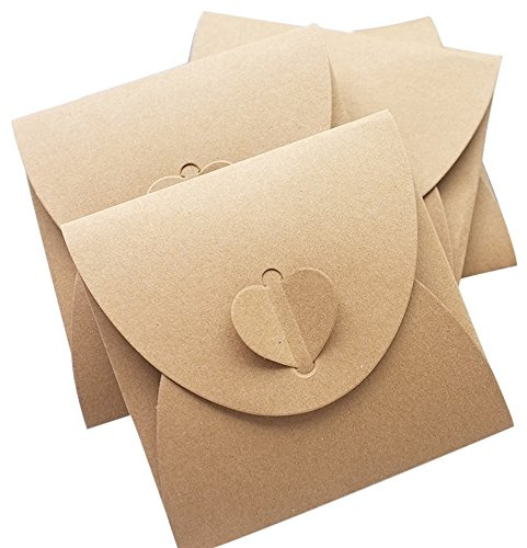 50 Tüten Hüllen Größe 13 x 13 cm Herz Geschenk für CDs und DVDs aus Kraftpapier