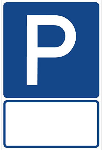 Schild Parkplatz Parken mit Freifeld Blau 30 x 20 cm Hartschaumplatte 3mm dick Schild mit Freifeld für Autokennzeichen Mieter Name Warnzeichen - Parkplatzschild zum Beschriften