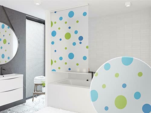 KSHANDEL24 MAßANFERTIGUNG HALB-Kassetten DUSCHROLLO Modell Sylt Weiss BLAU GRÜN! DUSCHVORHANG LÄNGE UND BREITE NACH Wunsch! (bis 100 cm, bis 240 cm)