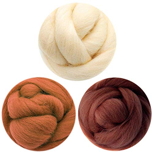YSZ 300g Filzwolle 3 Farbe x 100g Märchenwolle geeignet für Nassfilzen and Trockenfilzen Merino 70s Grade Superweich (Ancient Spirit)