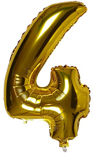 DIWULI Luftballon 4 Jahre XL Gold Geburtstag Party-Deko