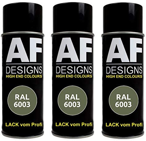 Alex Flittner Designs RAL Lack Spraydose 3er Pack Autolack Sprühdose glänzend Buntlack Alle RAL FARBEN (RAL6003 OLIVGRUEN)
