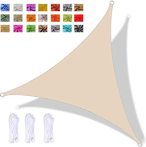 Tenda A Vela Triangolare 4.5x4.5x4.5m Vela Ombreggiante Impermeabile, Protezione Raggi UV 98%, per Feste All'aperto in Terrazza Giardino, con Corda, Bianco Crema