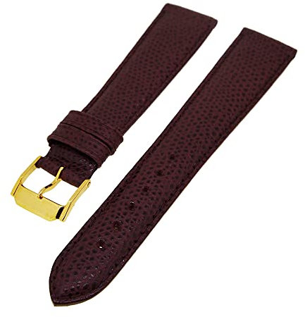 Uhrenarmband Lederband Bordeaux Ton in Ton 18mm Dornschließe Gold