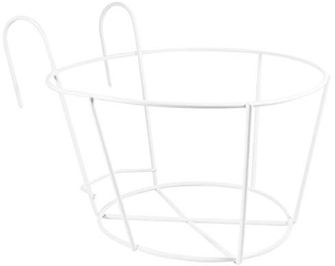 Housoutil 2st Blumentopf Wand Pflanzgefäße Aus Metallgeländer Hängekörbe Aus Eisenkunst Schienen-pflanzkorb Blumentopfhalter Für Den Balkon Wandhalter Blumentopf Weiß Topfblume Draussen