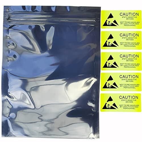 20 Stück 30x40 cm große antistatische Taschen mit 20 antistatischen Aufklebern, hochwertige, wiederverschließbare antistatische Tasche, Präzisionsteile Motherboard, antistatisch