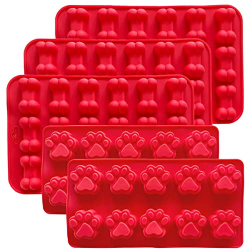 5x Silikon Backform Knochen Pfoten Hundekekse Hundeleckerlis Hundeeis Eisform für Hunde