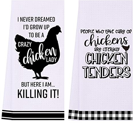 LXOMILL Funny Chicken Gifts, Crazy Chicken Lady Gifts, Funny Chicken Kitchen Towels for Women, Chicken Decor, Chicken Mom Gifts, Chicken Farmer Gift, Gag Birthday Gifts for Chicken Lovers