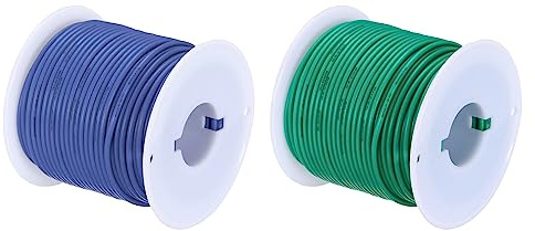 sourcing map 20AWG Elektrisch Draht 0,52mm² Batterie-Elektrokabel Leitungen 30m pro Rolle Litzendraht Kabel Verzinkt Kupferkabel Silikonkabel Jumper Wire für DIY Modelle Anschluss, Blau/Grün