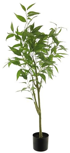 mucplants Künstlicher Ficus im Topf Benjamina Birkenfeige Grün ca. 120 cm Kunstpflanze Dekopflanze Gummibaum