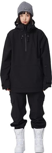 RIUIYELE Women's Ski Suit Outdoor Sports Snowboarding Jacket and Pants Waterproof Snowsuit Snow Suit Black M