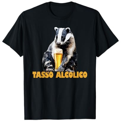 Tasso Alcolico Divertente Animale Beve Birra Maglietta