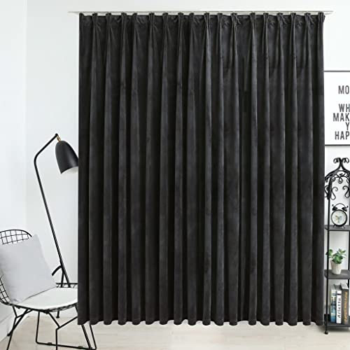 BaraSh Tenda Oscurante con Ganci in Velluto Antracite 290x245 cm,Tenda Oscurante da Esterno,Tenda Oscurante Moderne(SPU:134503)