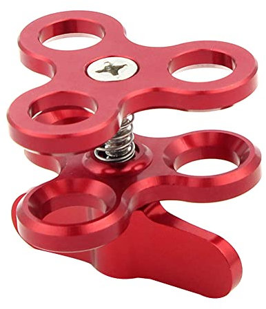 SVRITE Kugelklemme 3 L?Cher Tauchlampen Arm Ball Butterfly Clip Halterung f¨¹r Action Kamera Taschenlampenstativ,Rot