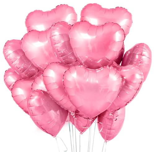 Herz Folienballon Rosa 20 Stück,Herz Helium Luftballons,Heliumballon Herzen,Herzluftballons,Herzform Folienluftballon Herzballons Geeignet für Geburtstag Hochzeit Verlobung Brautdusche Valentinstag