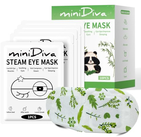 Minidiva Ögonmask värmande ånga ögonmask för torra ögon, 10 st ögonmask sovmask avkoppling, engångs ögonkudde ögonkuddar mot ögonringar självvärmande varma glasögon ögon (ej scented)