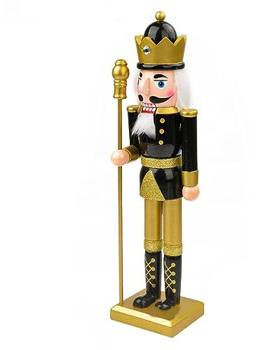 Jiqoe 15in Wood Nutcrackers Soldier King Figurine Ornaments Christmas Decoration Holiday Home Decorations New Year Gift